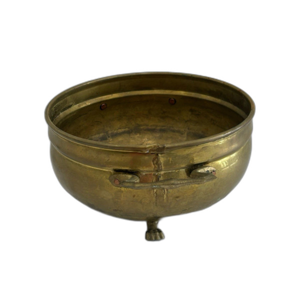 Vintage Brass Footed Planter 3 1/2" x 7" Preowned Condition - Picture 4 of 11